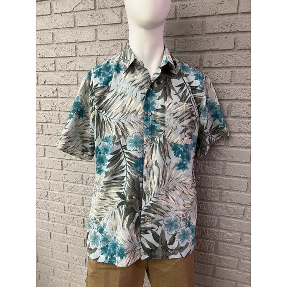 Van Heusen Studio Men Textured Hawaiian Shirt Size M - Picture 1 of 8